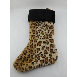 New Christmas Stocking Aimal Leopard Print Faux Fur Super Soft Plush 18"